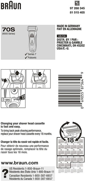 Braun Series 7 70S replacement cassette side view