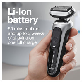 Braun Series 7 electric razor side view showing SensoFoil blades