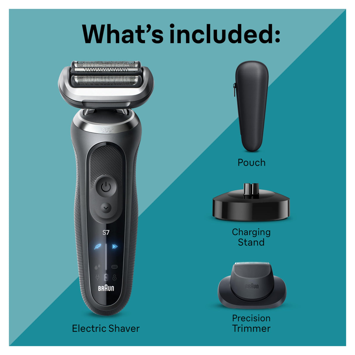 Braun Series 7 Electric Shaver with charging stand and travel case