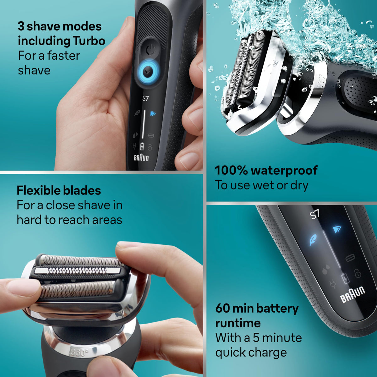 Braun Series 7 Electric Shaver with travel case and attachments