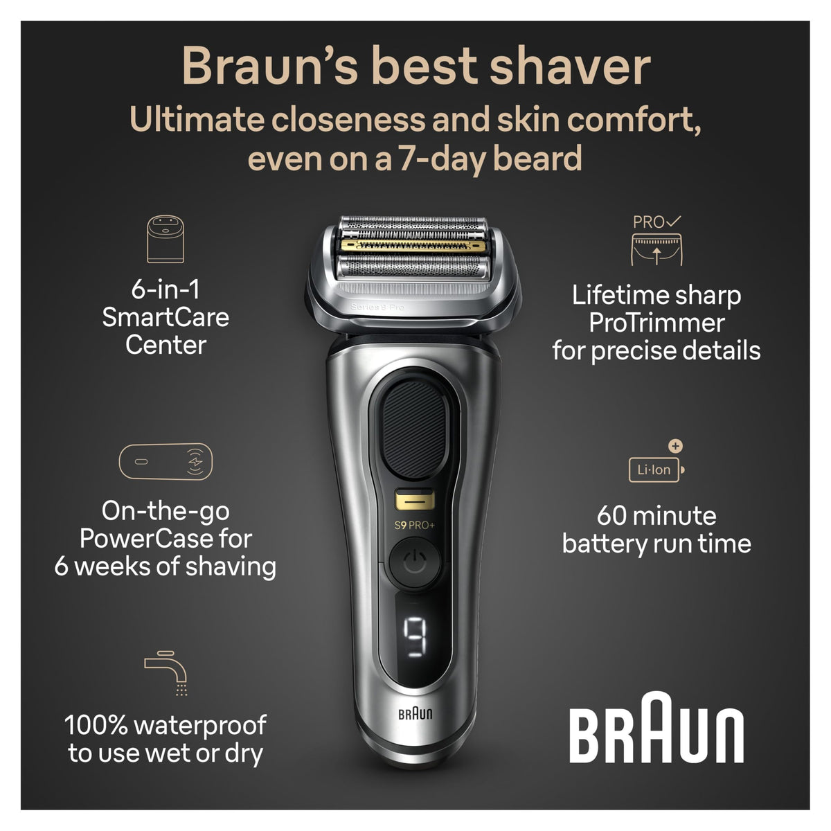 Braun Series 9 PRO+ Electric Razor side view