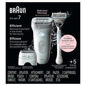 Braun Silk-épil 7 Epilator SE7-141 front view with accessories