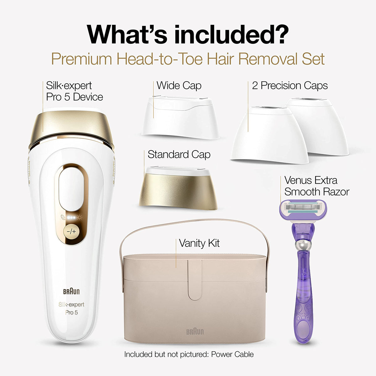 Braun Silk·Expert Pro 5 with additional heads and razor