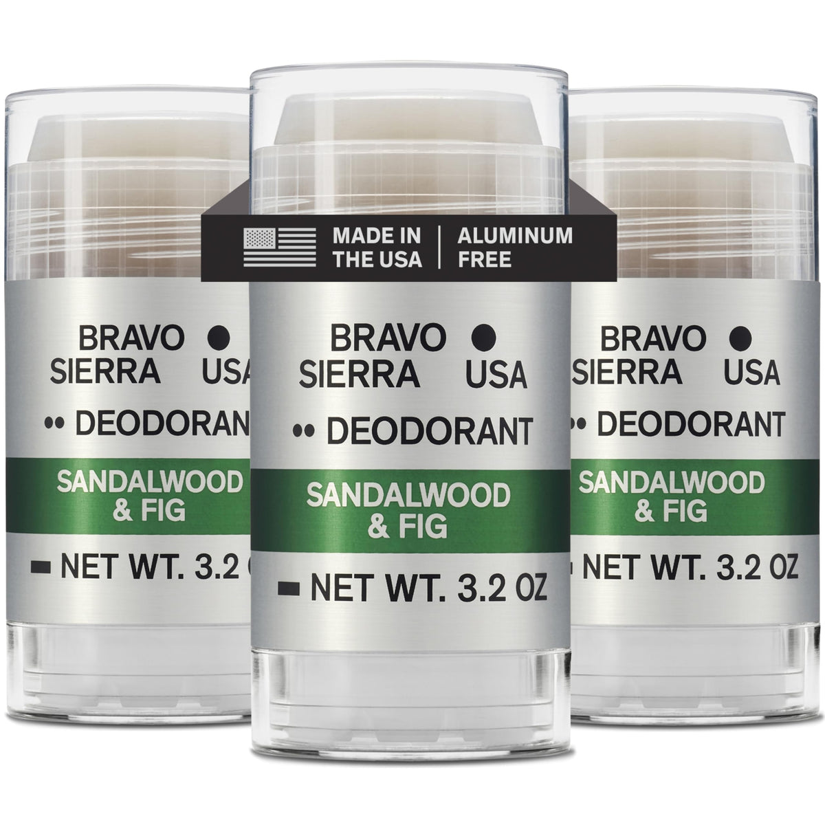 Bravo Sierra Aluminum-Free Men's Deodorant 3-Pack front view