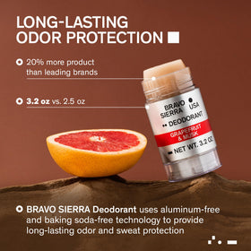 Bravo Sierra Deodorant side view showcasing clear application stick