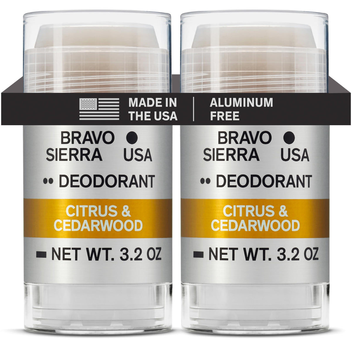 Bravo Sierra Men's Deodorant 2-Pack front view with Citrus & Cedarwood scent
