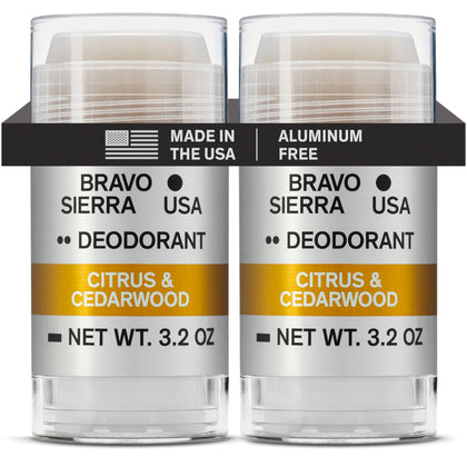 Bravo Sierra Men's Deodorant 2-Pack front view with Citrus & Cedarwood scent