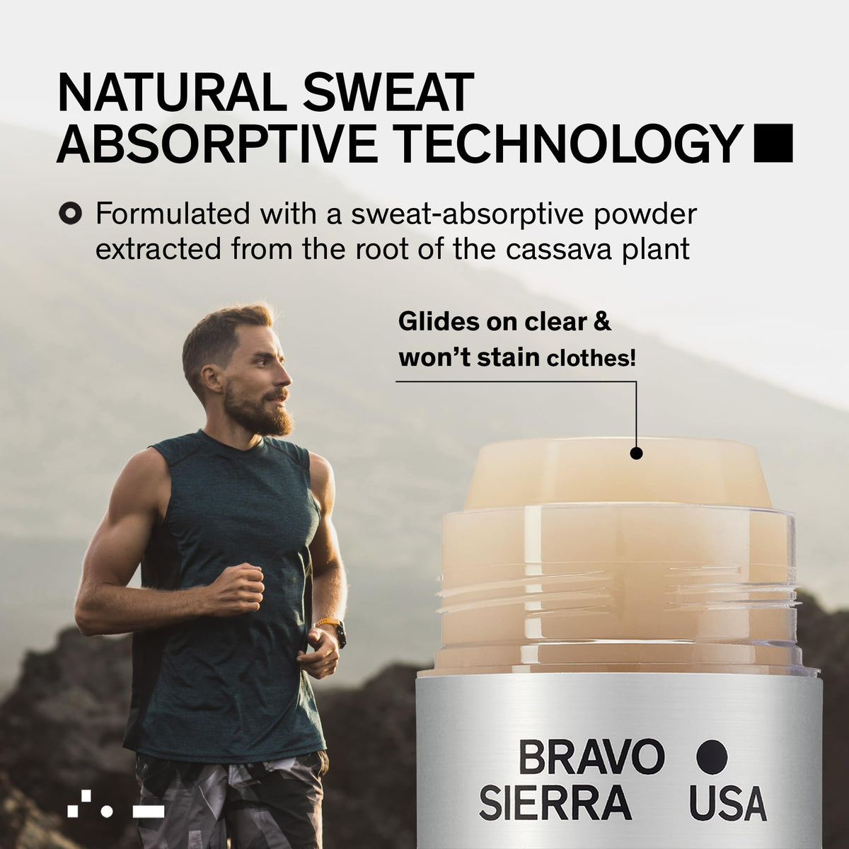 Bravo Sierra Men's Deodorant in lifestyle setting outdoors