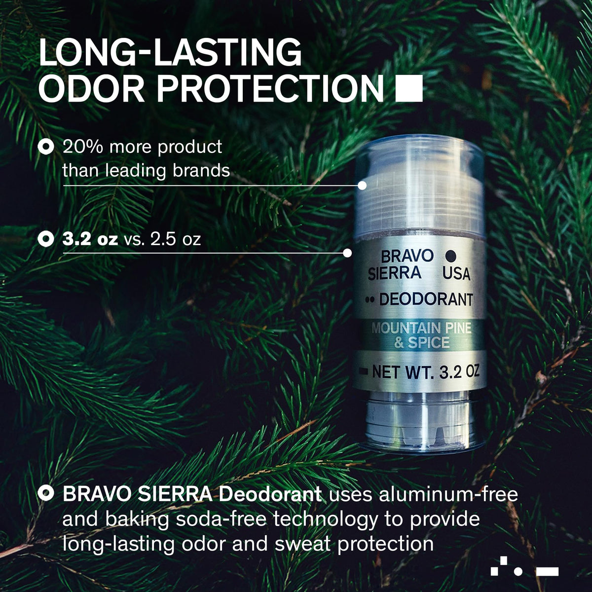 Bravo Sierra Men's Deodorant showing clear application stick