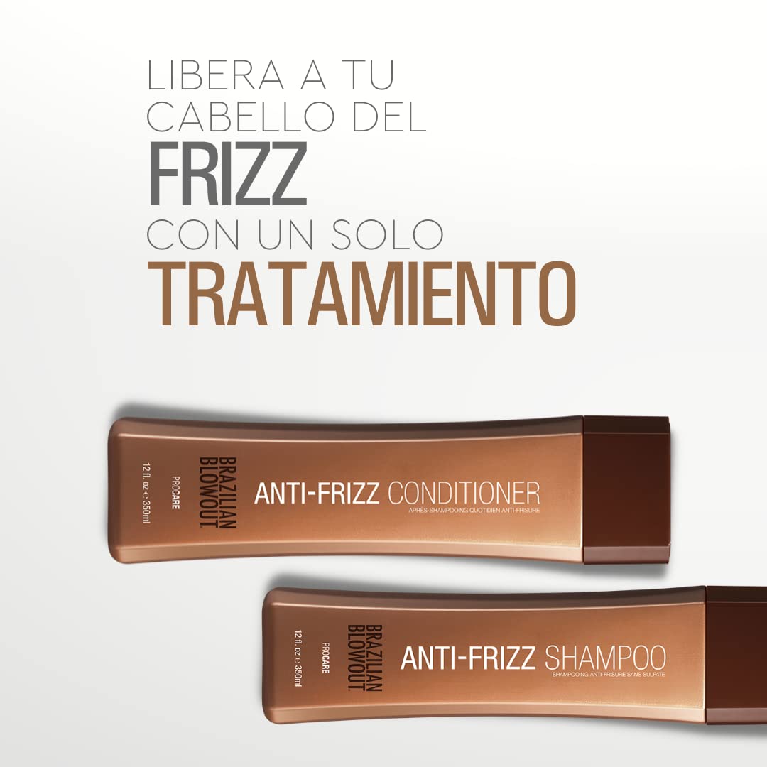 BRAZILIAN BLOWOUT Anti-Frizz Shampoo & Conditioner Set in bathroom setting