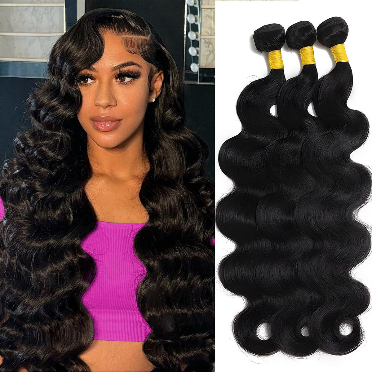Brbeawor 14A Body Wave Bundles 22 24 26 Inch front view