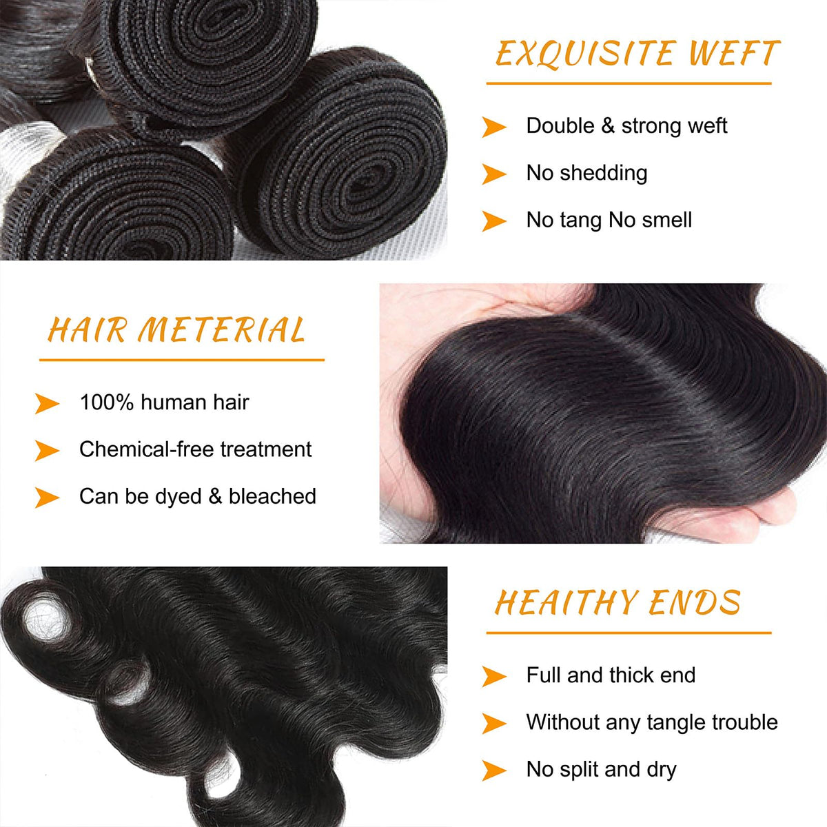 Brbeawor 14A Body Wave Bundles 22 24 26 Inch packaging