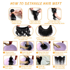 Brbeawor 14A Body Wave Bundles showing length comparison