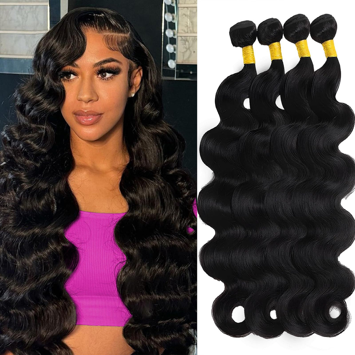 Brbeawor 14A Brazilian Body Wave Bundles 18-24 Inch front view