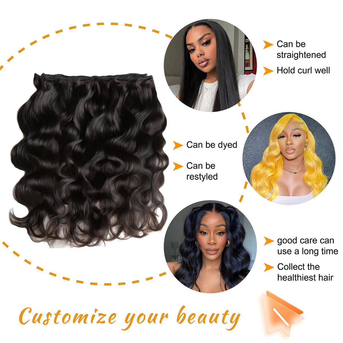 Brbeawor 14A Brazilian Body Wave Bundles 4 pack close-up