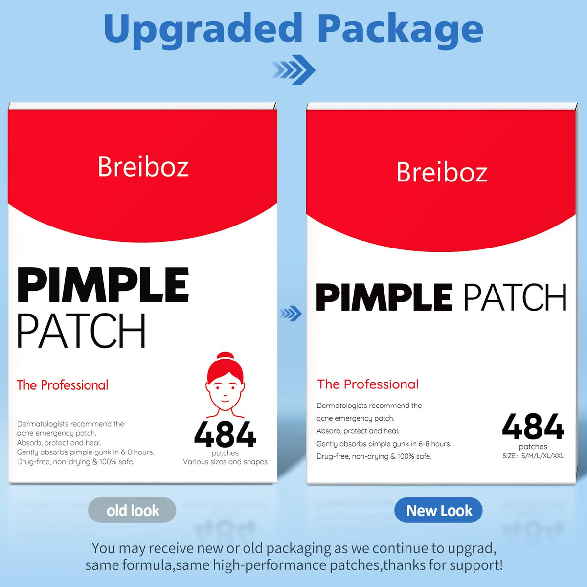 Breiboz Large Pimple Patches displayed with various sizes