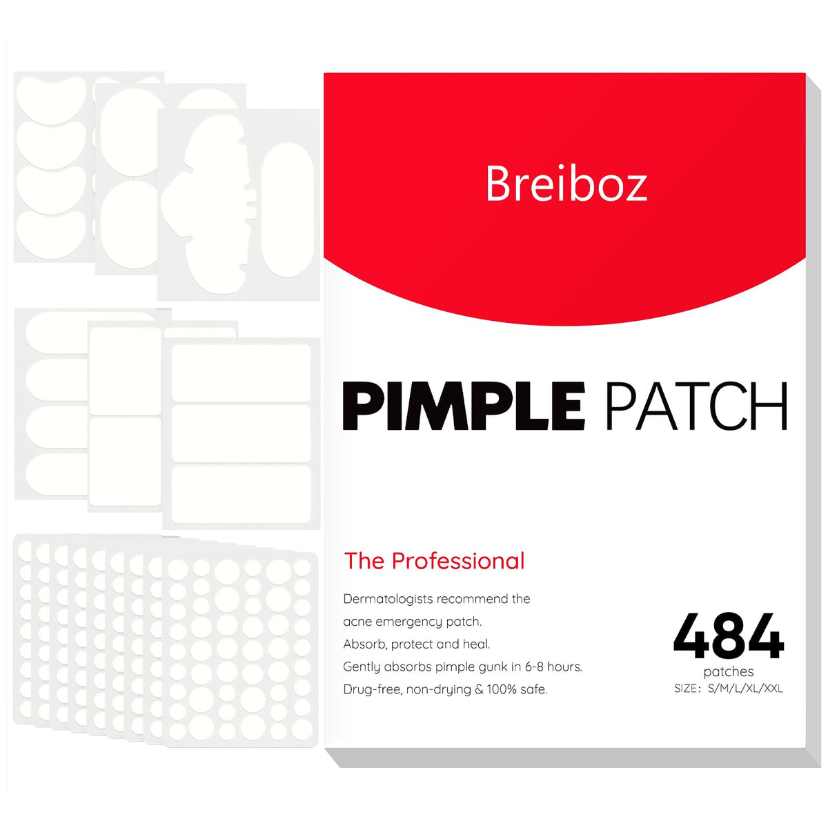 Breiboz Large Pimple Patches packaging front view