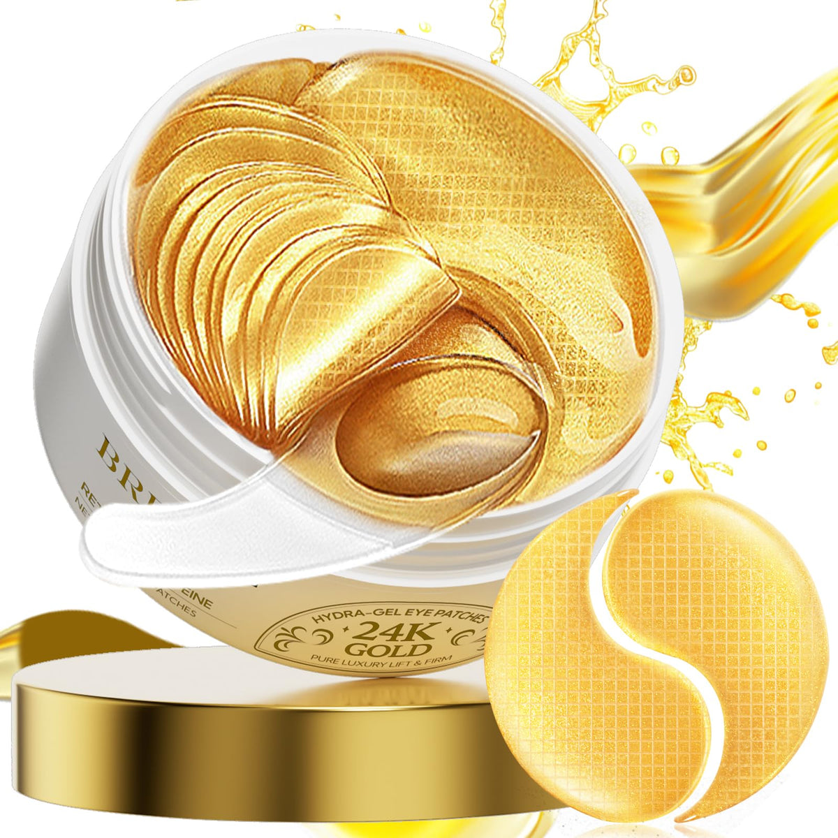 BREYLEE 24K Gold Eye Masks front view in packaging
