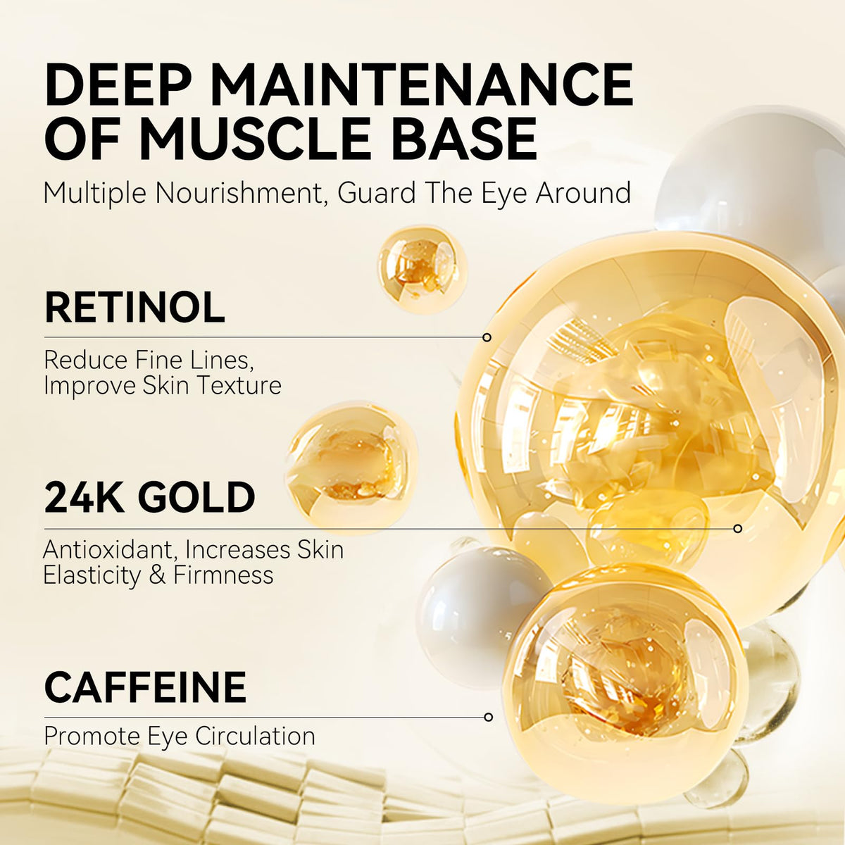 BREYLEE 24K Gold Eye Masks with retinol and caffeine ingredients