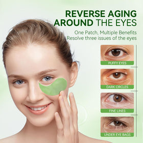 BREYLEE Aloe Vera Eye Masks displayed on a bathroom counter