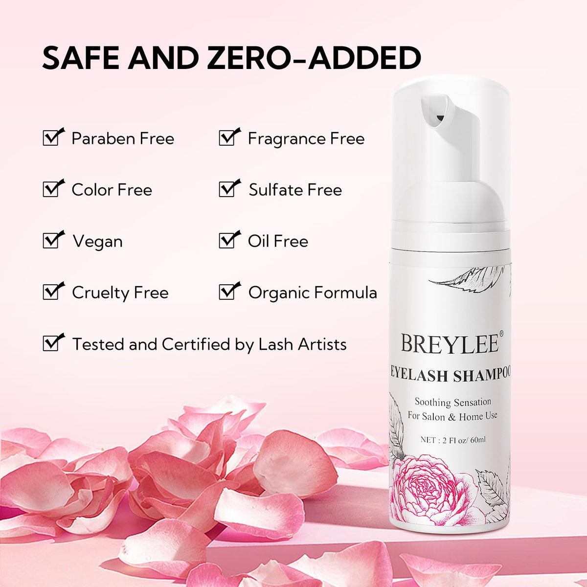 BREYLEE Eyelash Extension Cleanser Foam 60ml packaging details