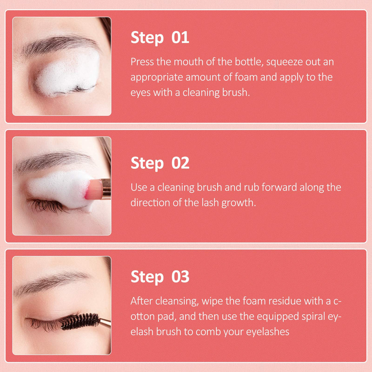 BREYLEE Eyelash Extension Cleanser Foam in use on eyelashes