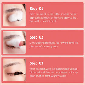 BREYLEE Eyelash Extension Cleanser Foam in use on eyelashes
