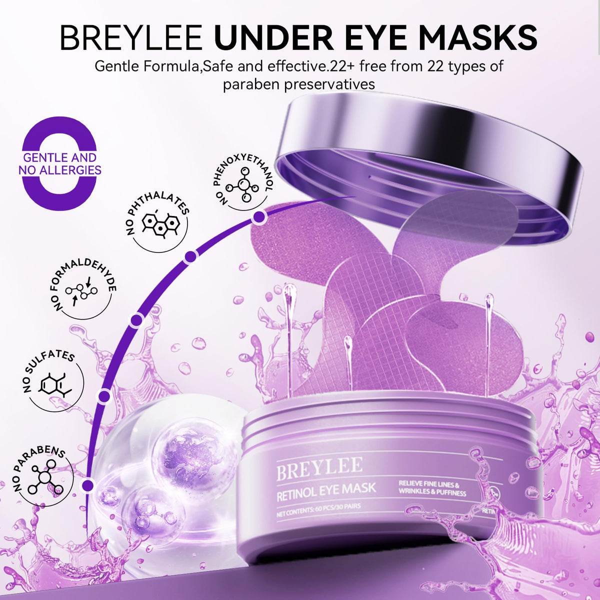 BREYLEE Retinol Eye Mask showing grid design