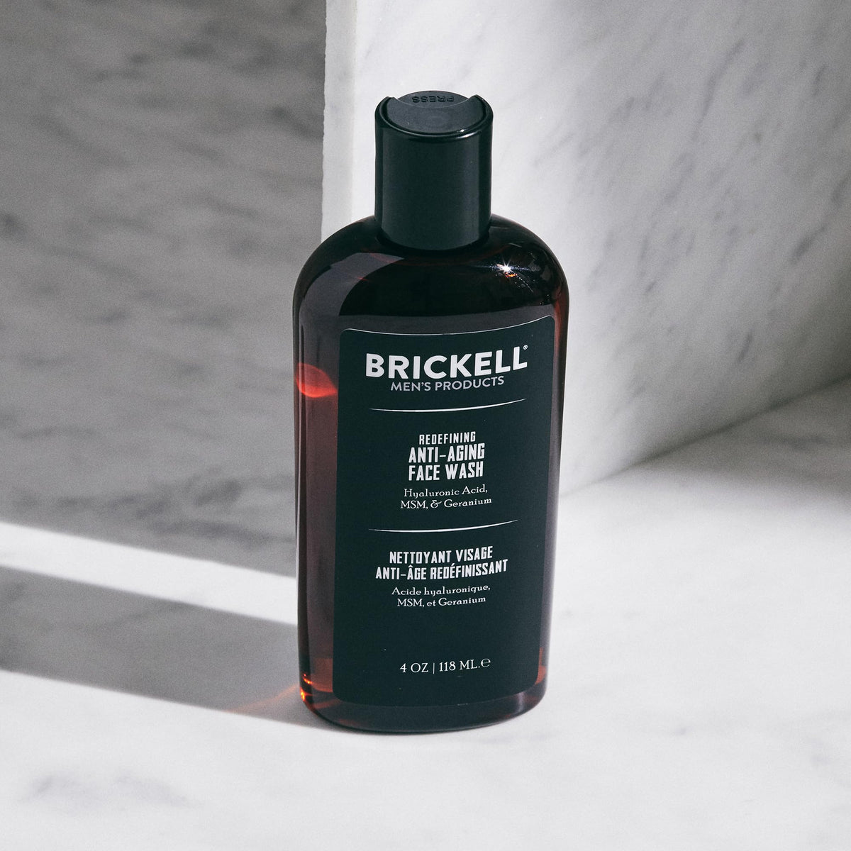 Brickell Men's Anti-Aging Face Wash 4oz with ingredients