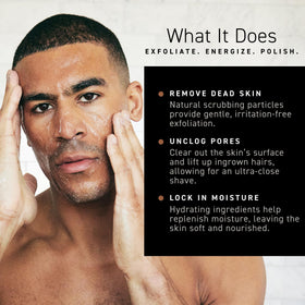 Brickell Men's Renewing Face Scrub 150g side view showing packaging