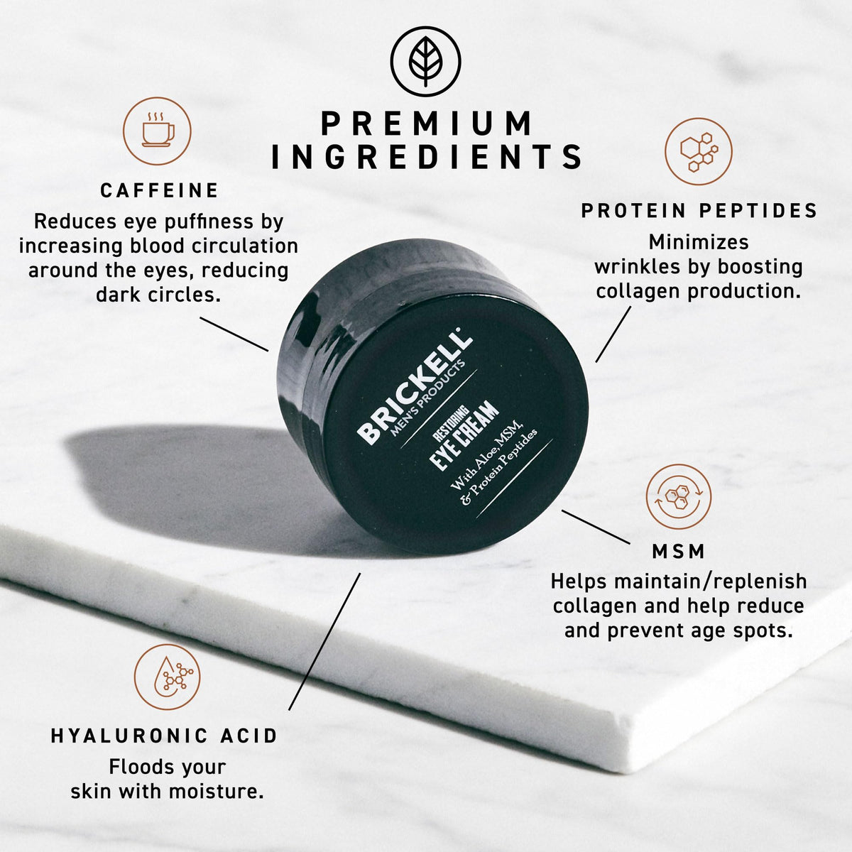 Brickell Men's Restoring Under Eye Cream application on skin
