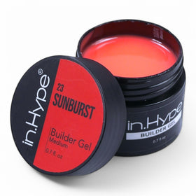 Bright Neon Red nail extension using IN.HYPE Hard Gel
