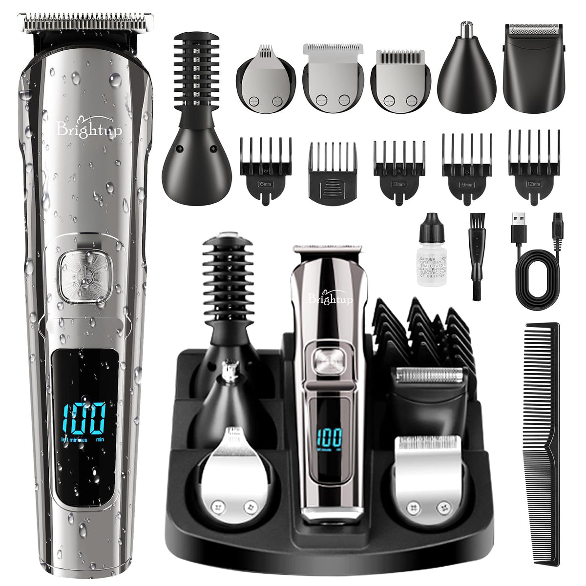 Brightup Beard Trimmer for Men all-in-one grooming kit front view