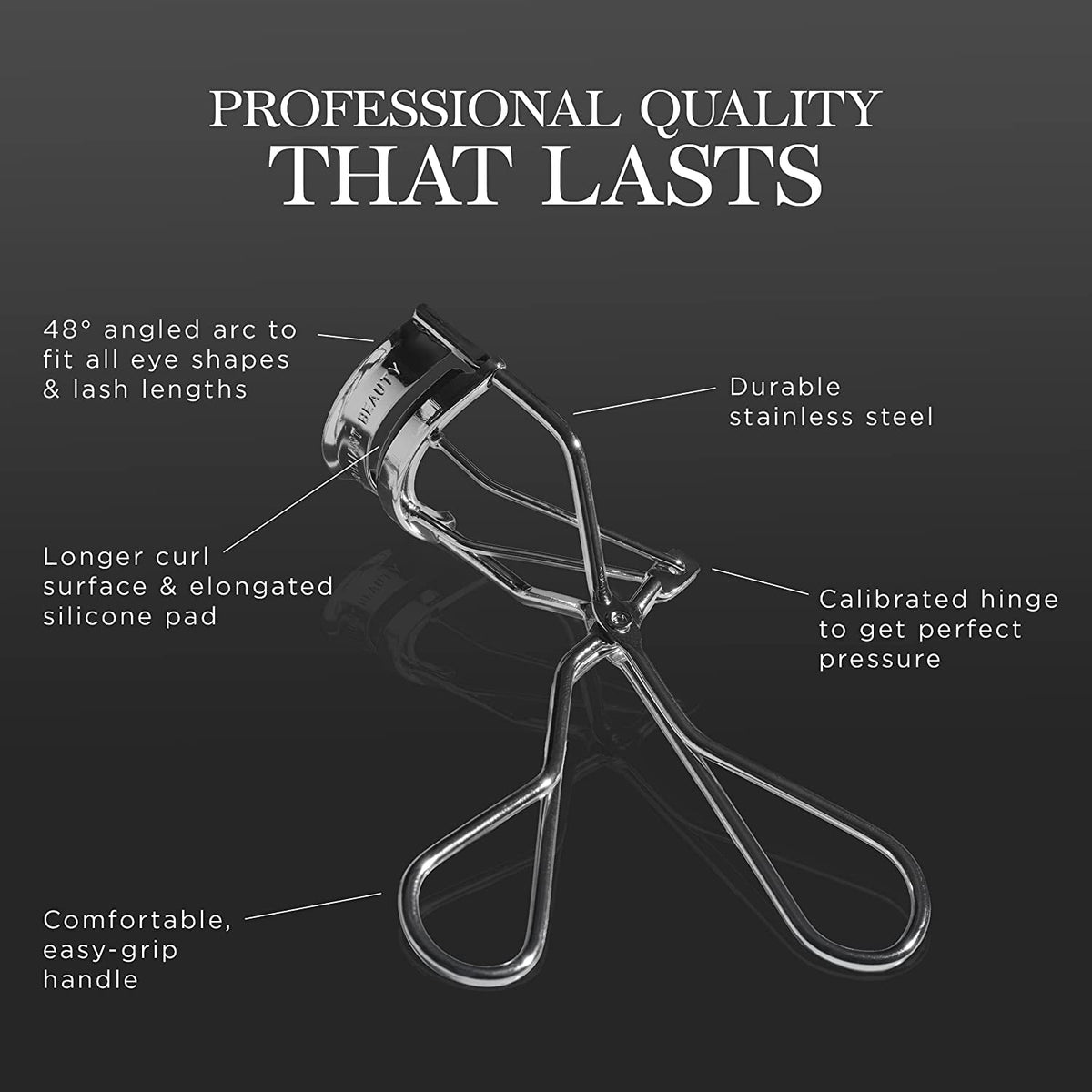 Brilliant Beauty Eyelash Curler in satin pouch for storage