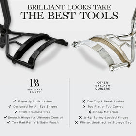 Brilliant Beauty Eyelash Curler in use with dramatic lift