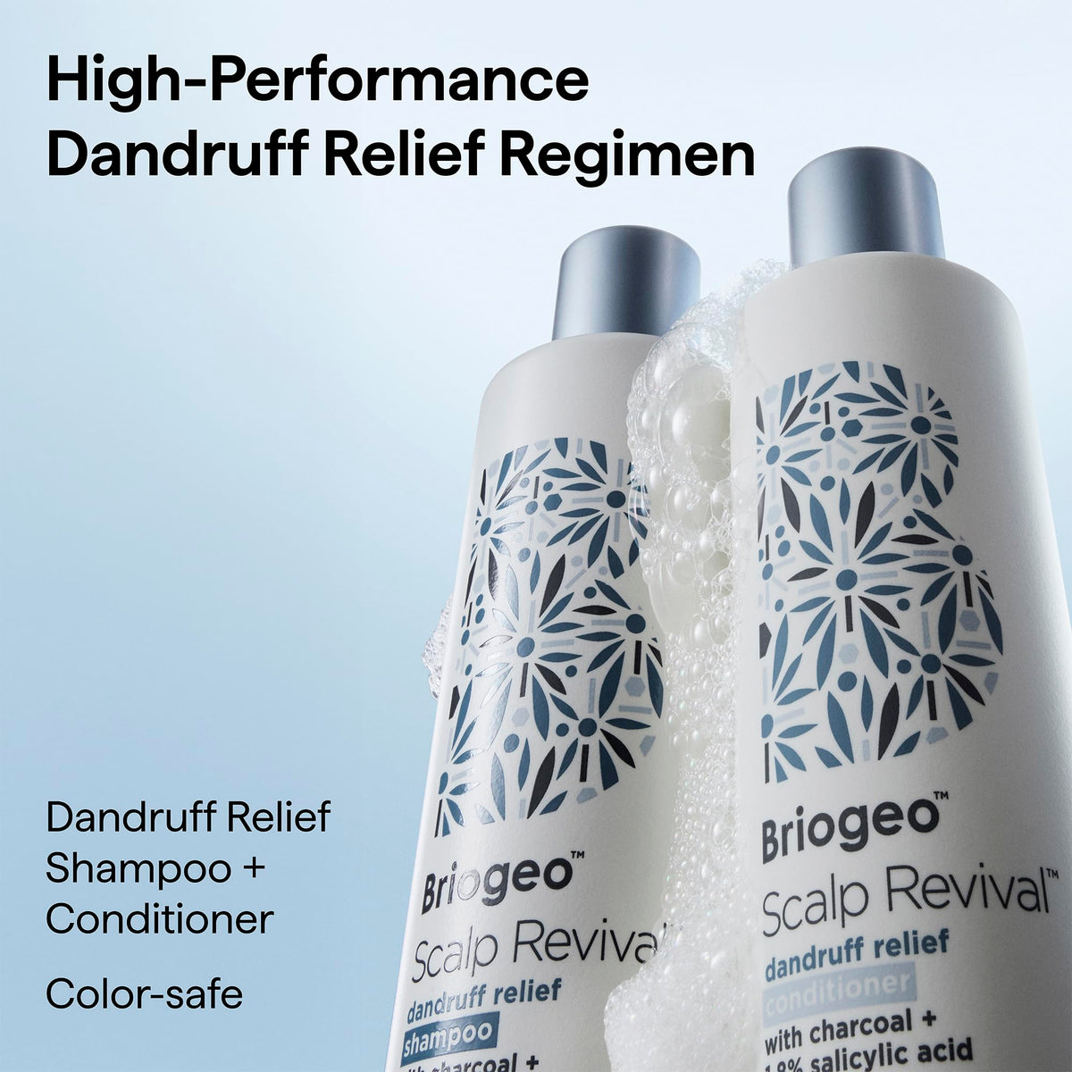 Briogeo Scalp Revival Dandruff Relief Shampoo with mint leaves