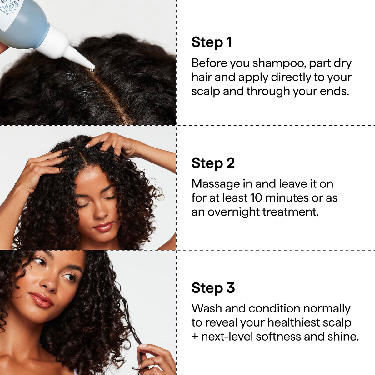 Briogeo Scalp Revival Rosemary Pre-Wash Oil application on scalp