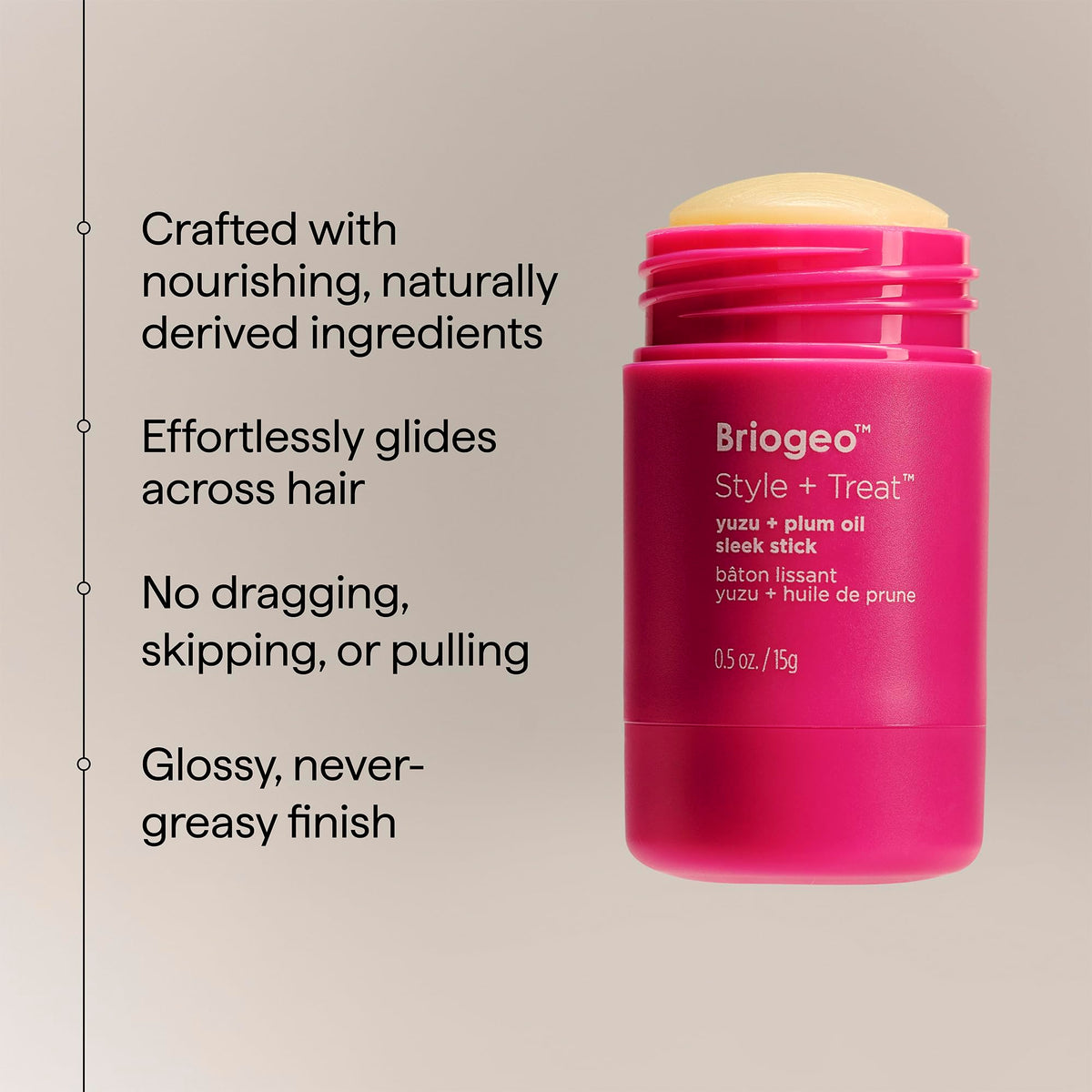 Briogeo Sleek Stick next to hair care products