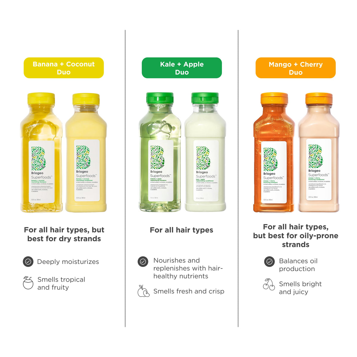 Briogeo Superfoods Mango + Cherry Hair Pack on a bathroom shelf