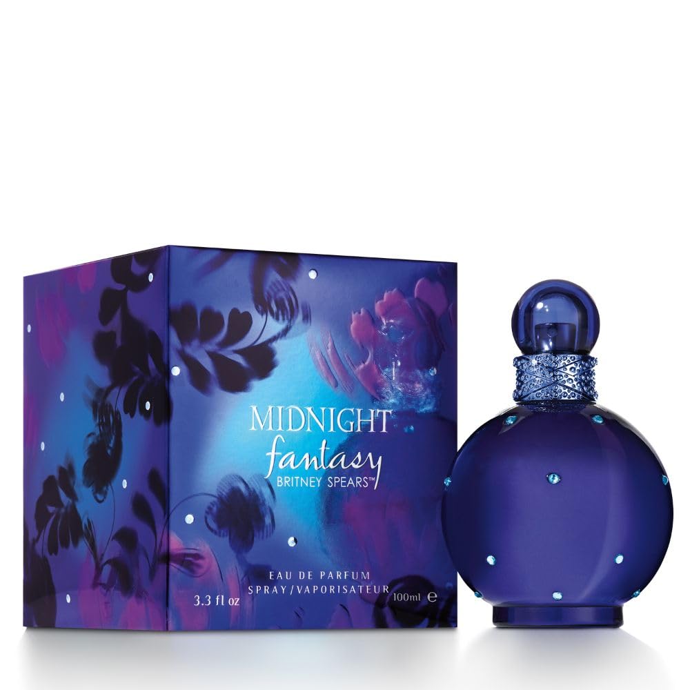 Britney Spears Midnight Fantasy blue bottle side view