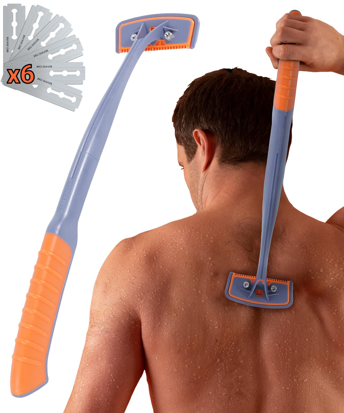 Bro Shaver 3.0 back shaver front view with ergonomic handle