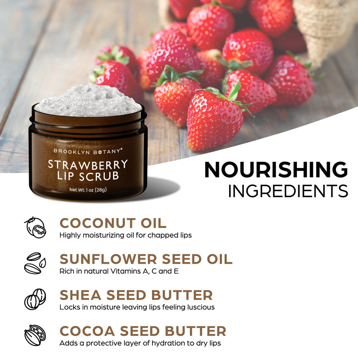 Brooklyn Botany Lip Scrub Exfoliator 1 oz open container