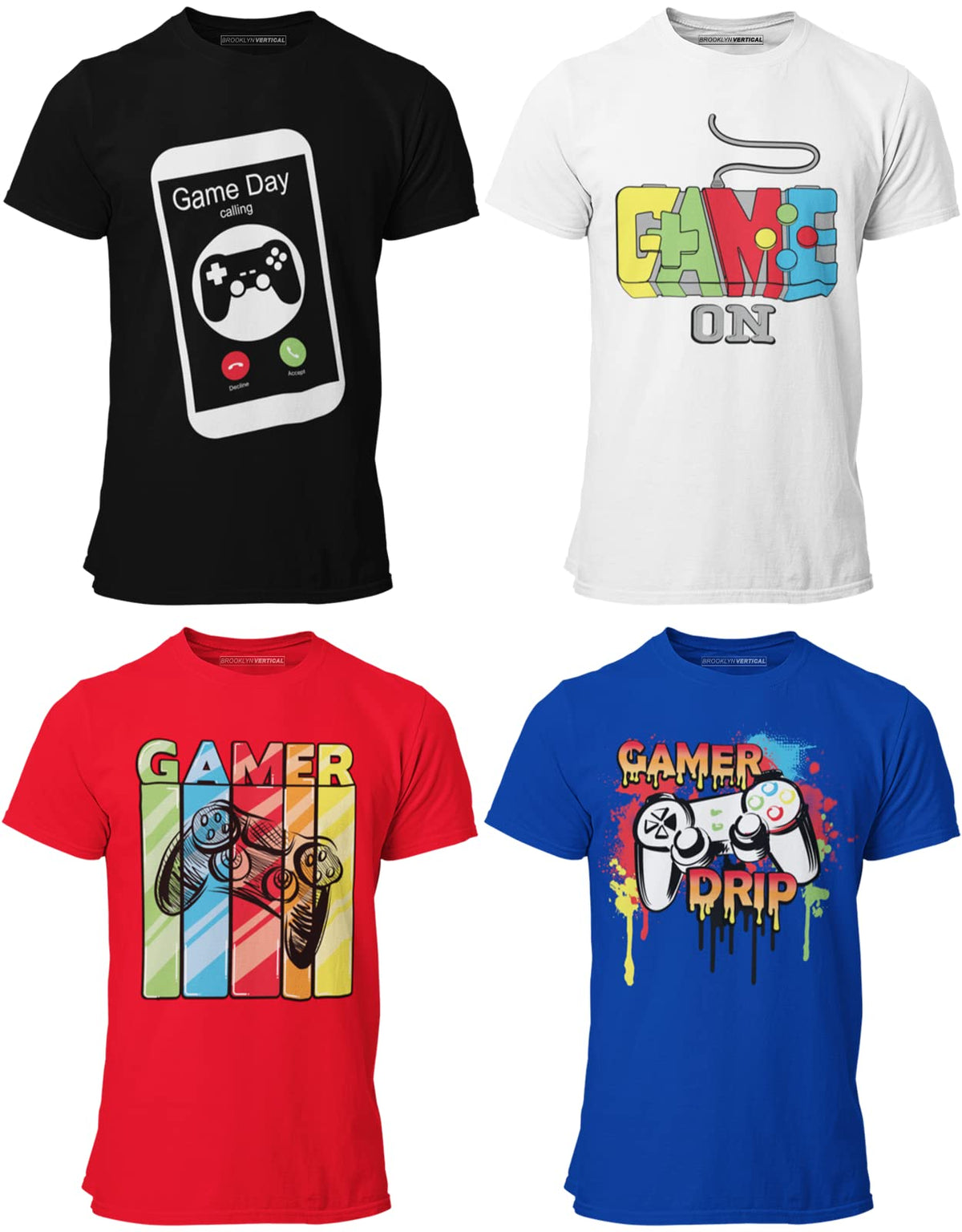 BROOKLYN VERTICAL Boys Short Sleeve T-Shirt 4-Pack in various colours