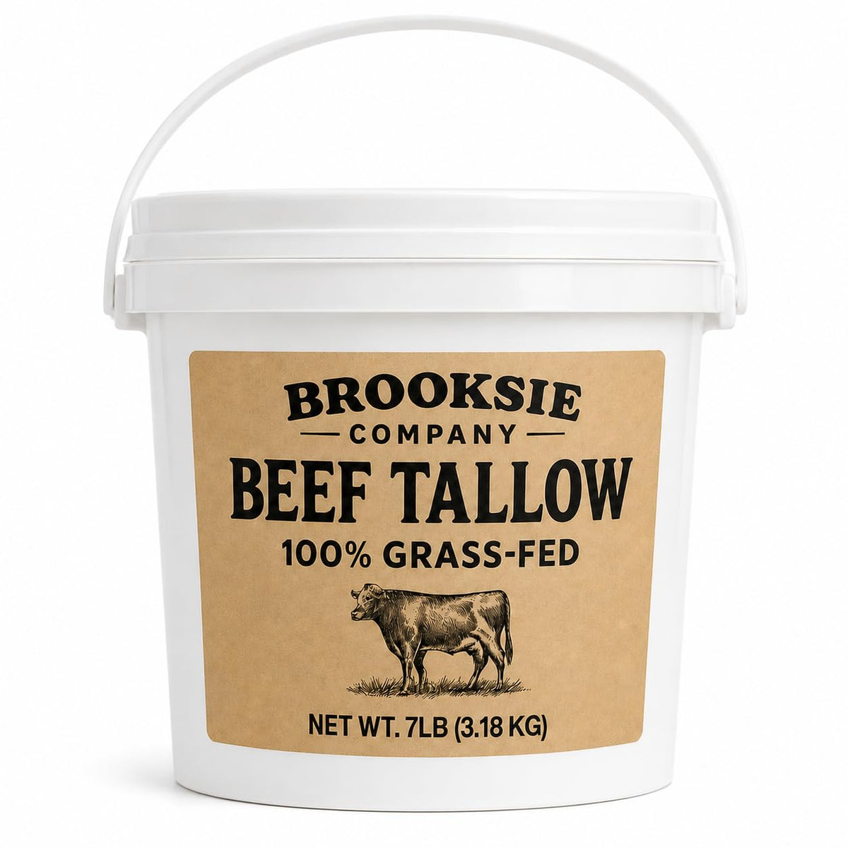Brooksie Naturals Beef Tallow 7 Lb Bulk front view in BPA-free pail