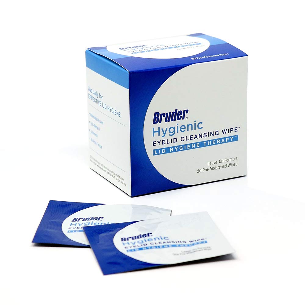 Bruder Eyelid Cleansing Wipes showing individual wipe detail