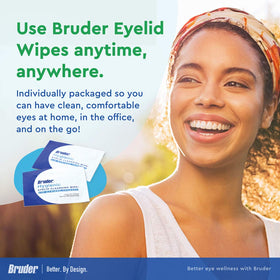 Bruder Eyelid Cleansing Wipes, wipes in use on eyelids