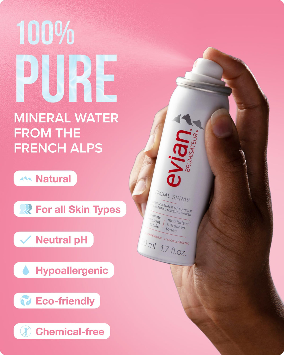 BRUMISATEUR Evian Facial Spray 1.7 oz in lifestyle setting