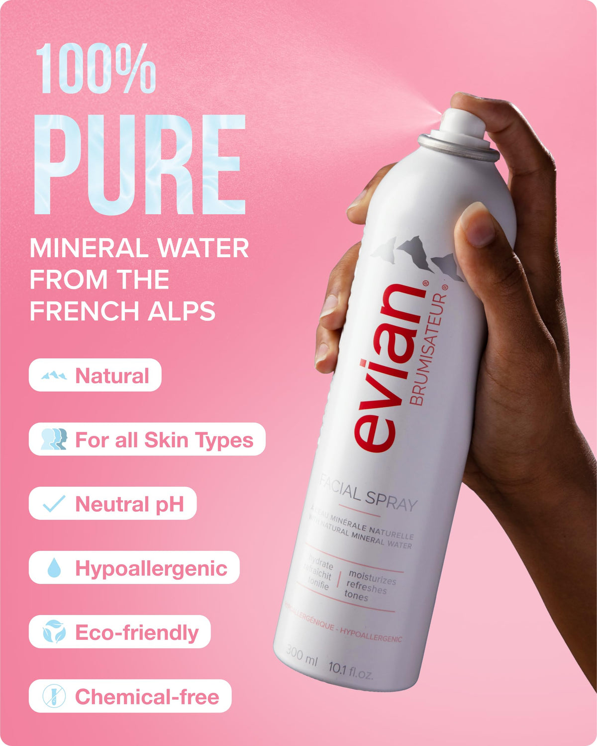 BRUMISATEUR Evian Facial Spray 10.1 oz mist application