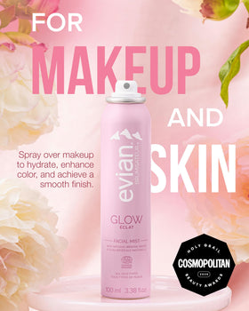 BRUMISATEUR Evian Glow Facial Mist packaging close-up