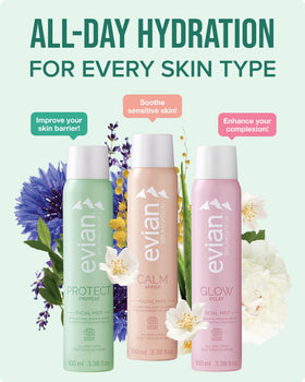BRUMISATEUR Evian Glow Facial Mist with natural ingredients display
